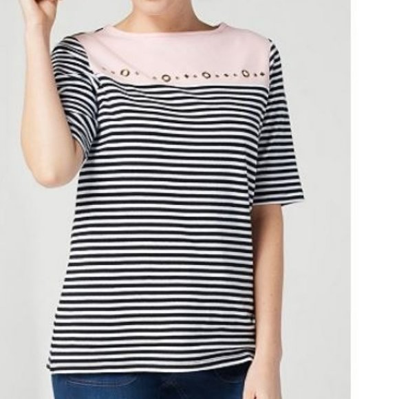 Quacker Factory Embellished Bateau Neck Knit Top  10299 - Picture 1 of 3